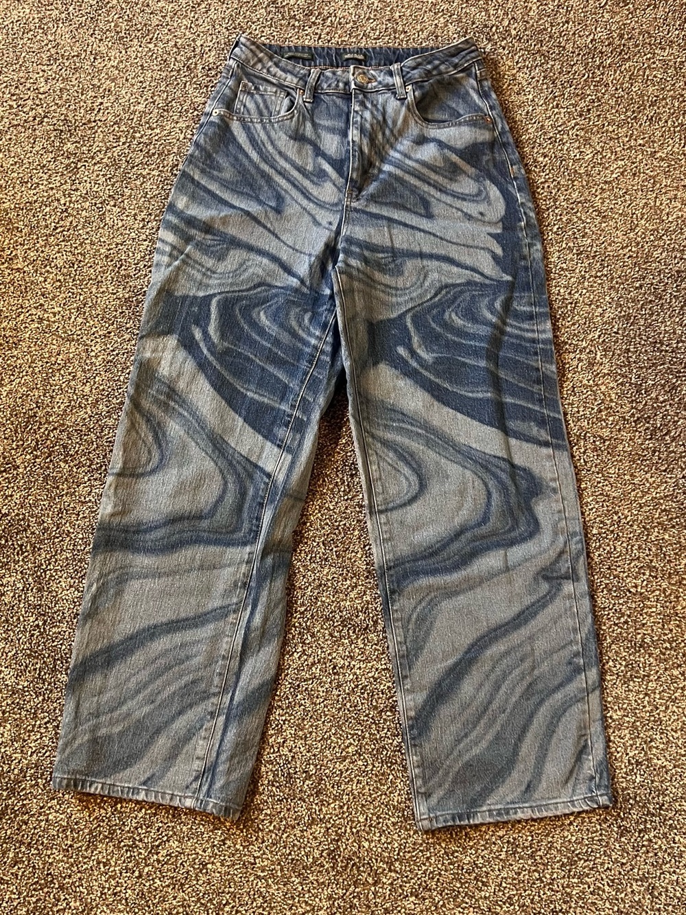 Women’s Blue Marble-Print Jeans